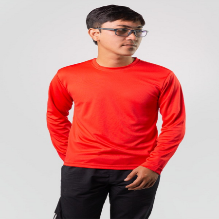 Mini Mesh Long Sleeve T-Shirt - Red