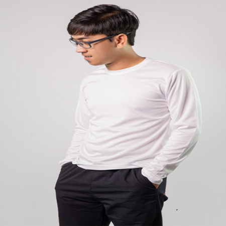 Mini Mesh Long Sleeve T-Shirt - White