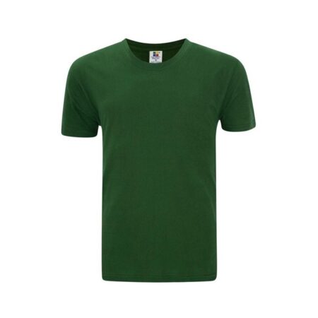 PANBASIC Basic Short Sleeve Round Neck 100% Cotton Bottle Green