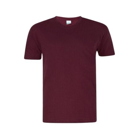 PANBASIC Basic Short Sleeve Round Neck 100% Cotton Burgundy