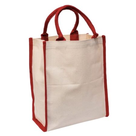 a4 side line laminated canvas bag - red