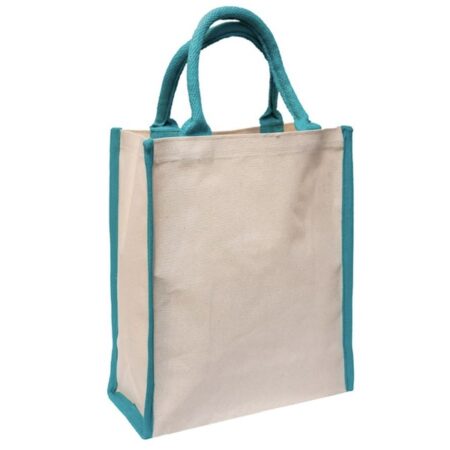 a4 side line laminated canvas bag - turquoise