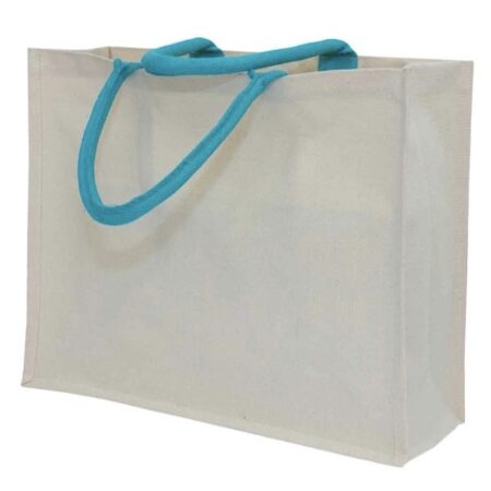 laminated canvas bag - turquoise