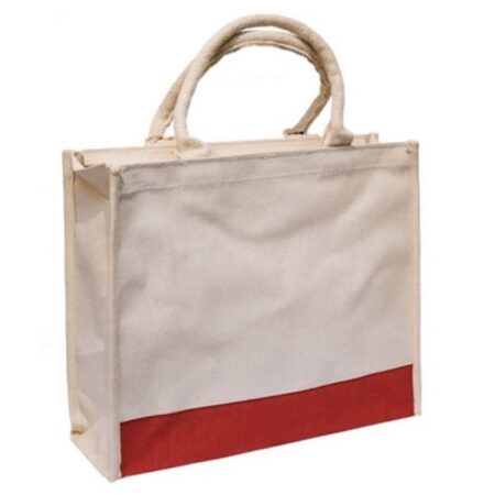 low stripe laminated canvas bag - red
