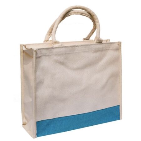 low stripe laminated canvas bag - turquoise