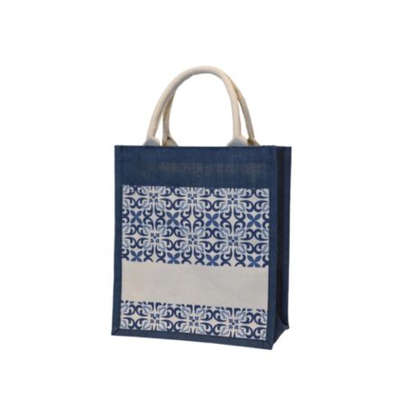 moroccan jute bag c - navy blue