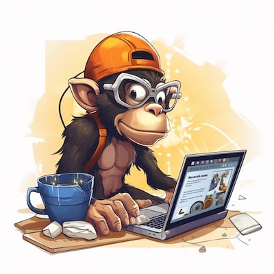 a monkey working on a laptop