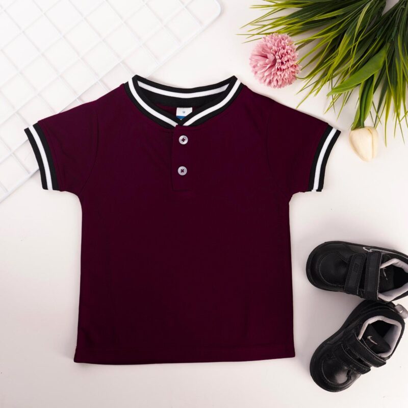 Tipping Collar Baby Polo – Burgundy