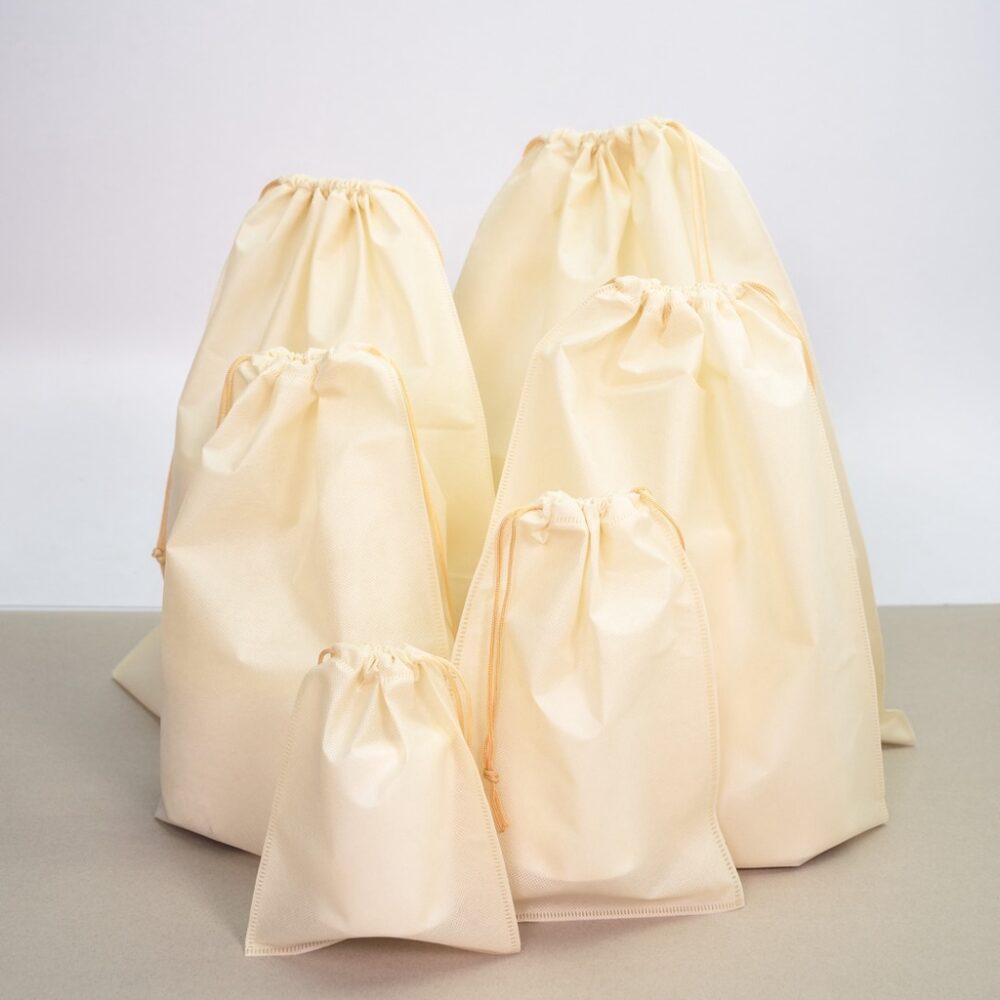 Drawstring Non-Woven Bag - Beige