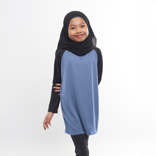 Kids Muslimah Raglan - Colony Blue