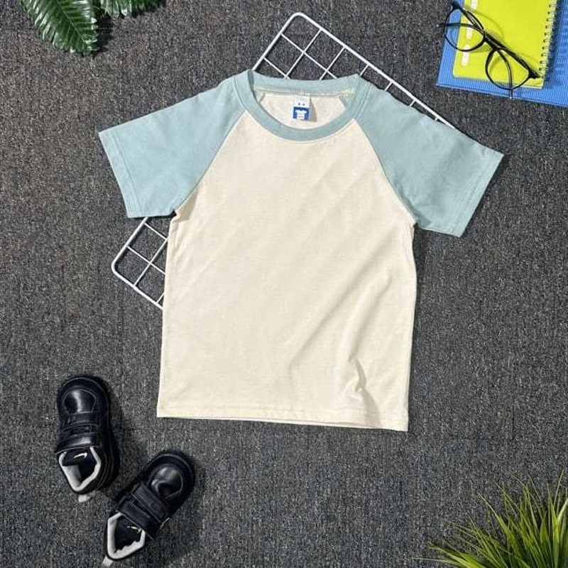 Kids Raglan T-Shirt - Beige/Haze Blue