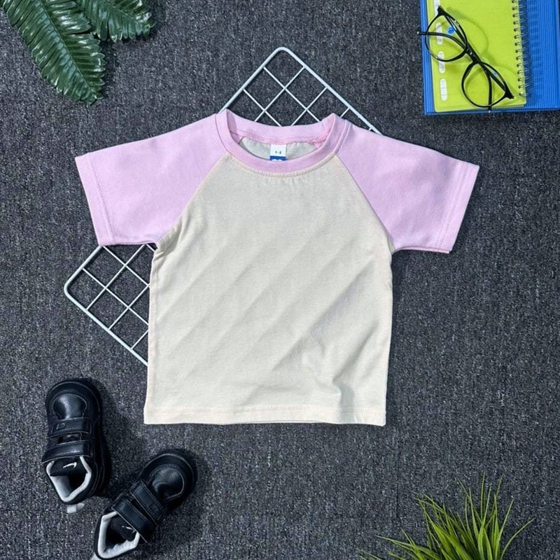 Kids Raglan T-Shirt - Beige/Pink