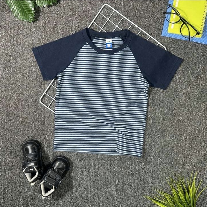 Kids Raglan T-Shirt - Stripe/Navy Blue