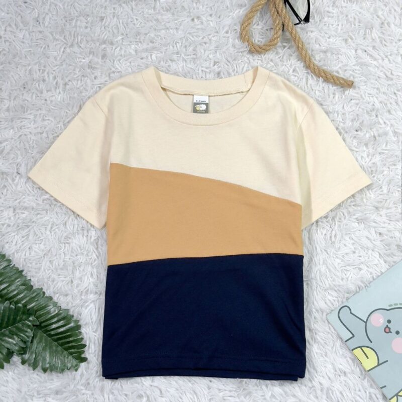 Kids T-Shirt Triangle Layer - Beige/Sand/Navy Blue