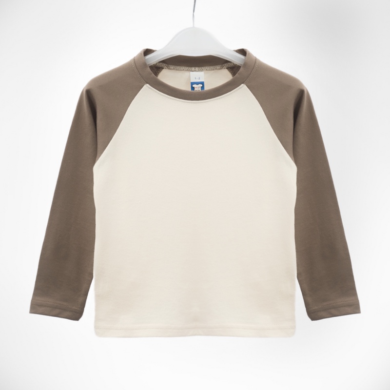 Long Sleeve Kids Raglan Beige/Cocoa