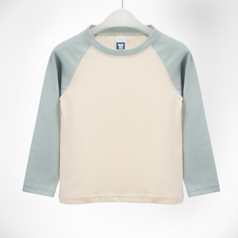 Long Sleeve Kids Raglan Beige/Haze Blue