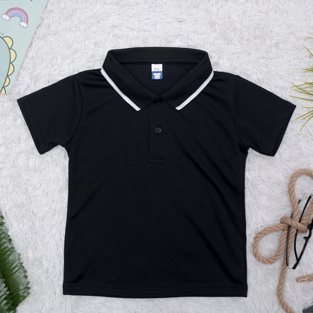 Microfiber Kids Polo Black