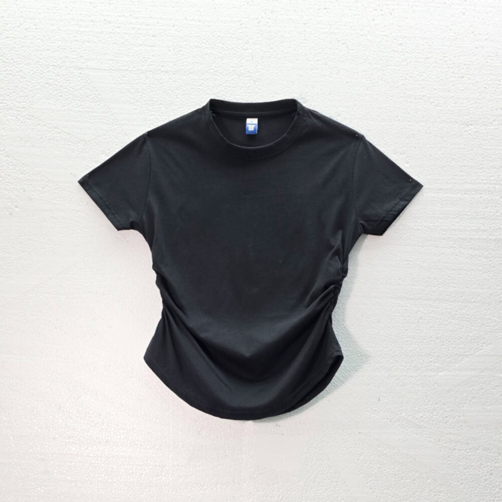 Women Ruched T-Shirt - Black