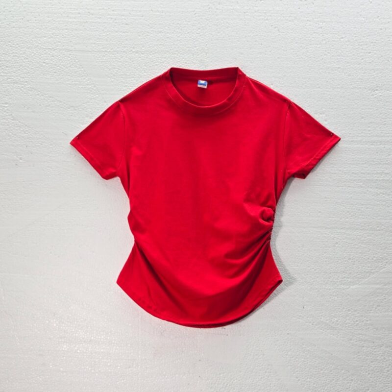 Women Ruched T-Shirt - Red