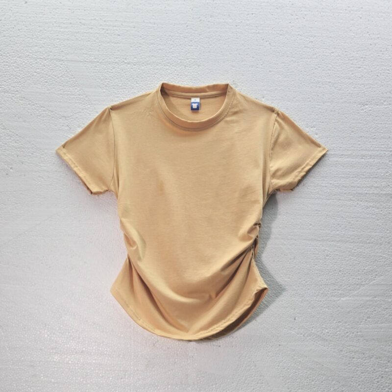 Women Ruched T-Shirt - Sand