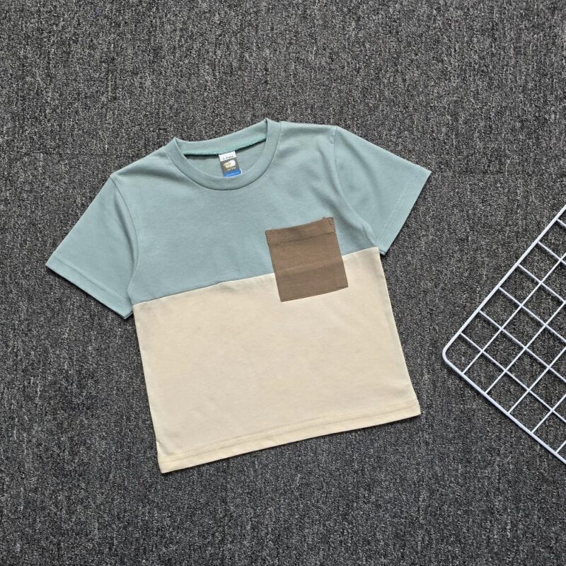 POCKET Dual Colour T-Shirt – Haze Blue:Beige