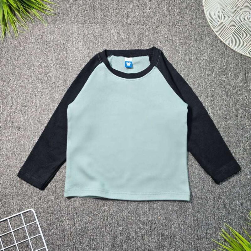 LONG SLEEVE Kids Raglan Haze Blue:Black