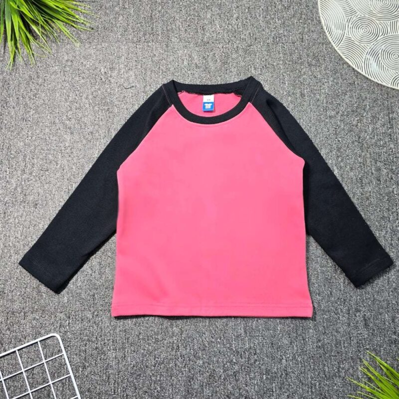 LONG SLEEVE Kids Raglan Tea Rose:Black