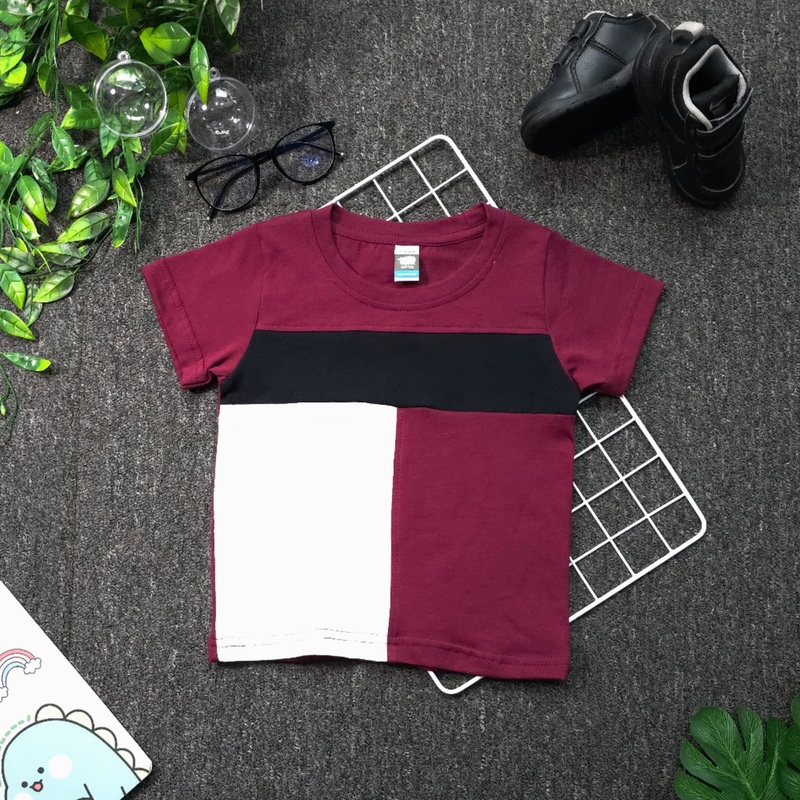 Pastel Blocks T-Shirt - Burgundy