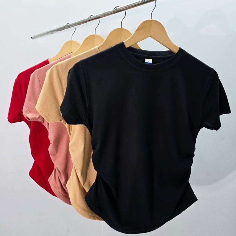 Women Ruched T-Shirt - Black