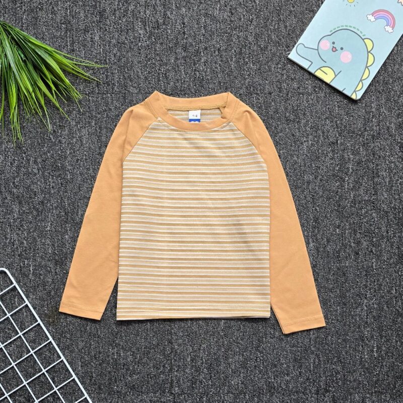 Long Sleeve Ragla Stripe Sand