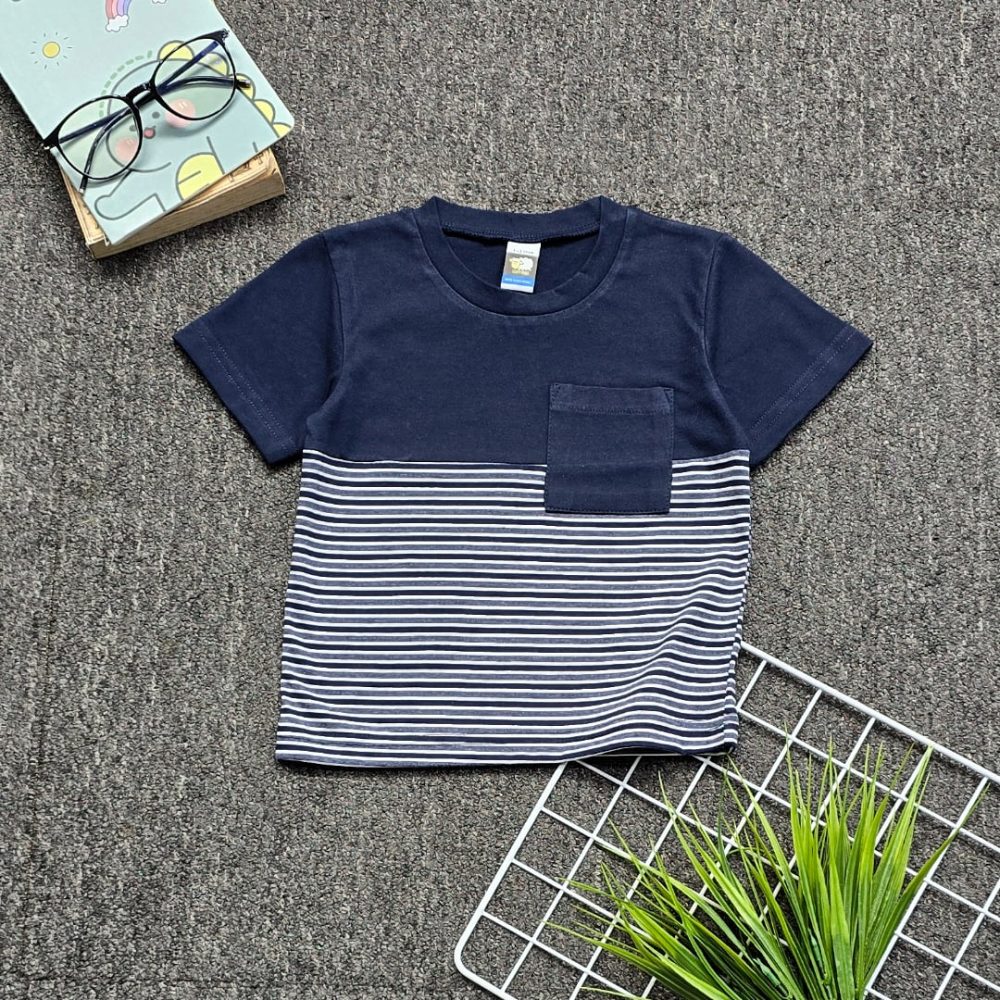 Kids POCKET STRIPE T-Shirt - Navy Blue
