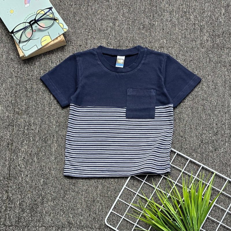 Kids POCKET STRIPE T-Shirt - Navy Blue