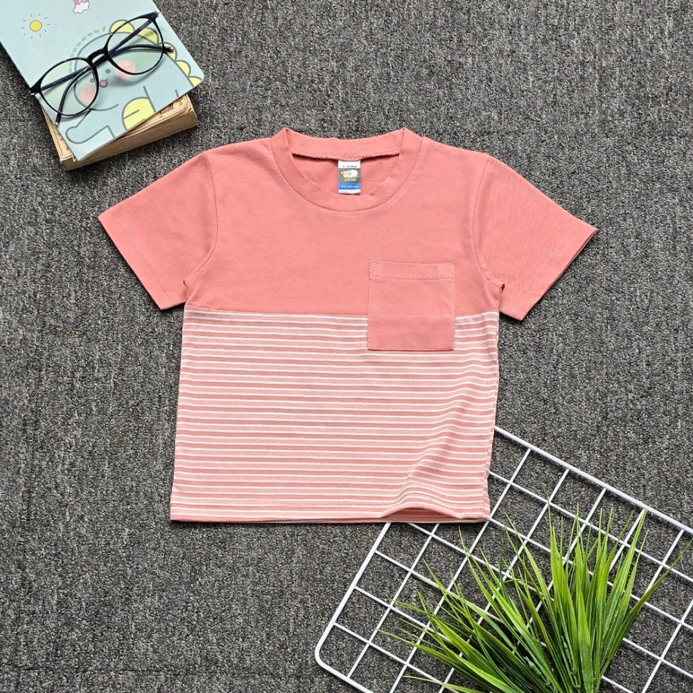 Kids POCKET STRIPE T-Shirt - Rose Dawn