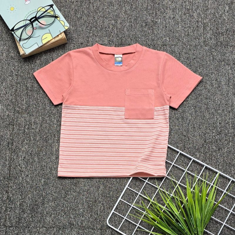 Kids POCKET STRIPE T-Shirt - Rose Dawn