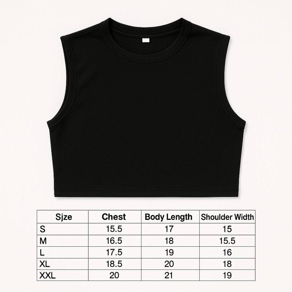 Ladies Sleeveless Inner Top - Size Chart