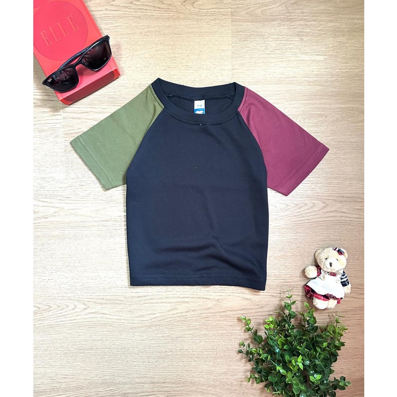 VERSATILE Kids Raglan S/S T-Shirt - Cocoa:Black:Haze Blue