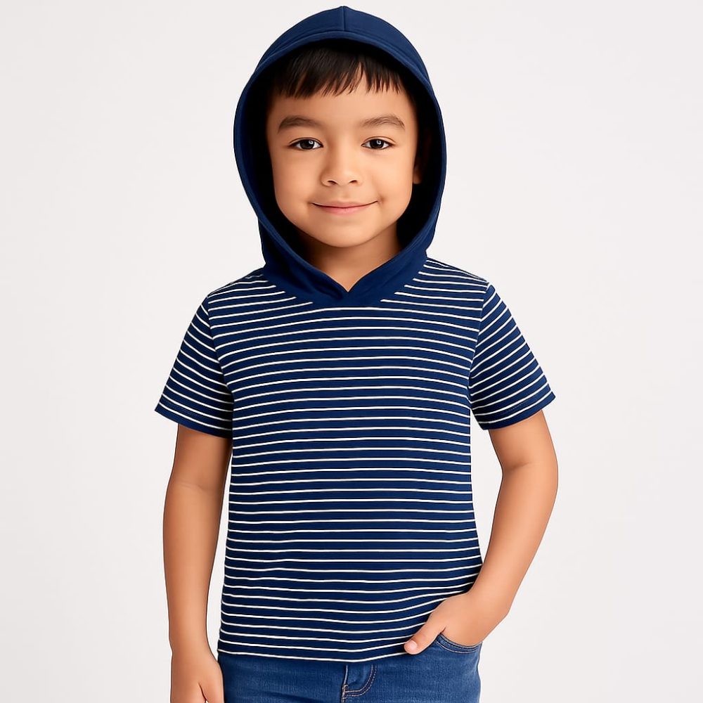 Kids STRIPE HOODED T-shirt Detail