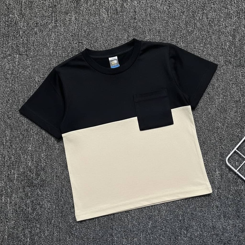 POCKET Dual Colour Baby T-Shirt - Black/Beige