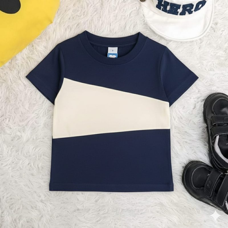 Baby T-Shirt Triangle Layer - Navy Blue:Beige:Navy Blue