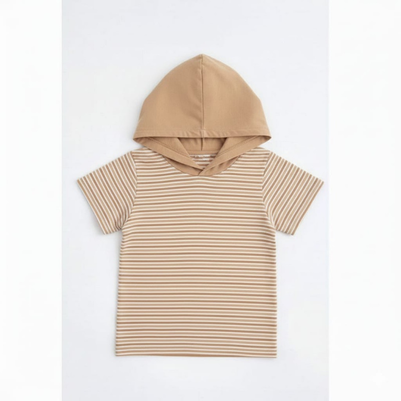 Kids STRIPE HOODED T-shirt – Sand