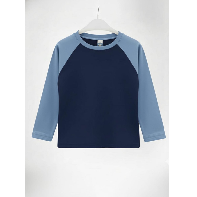 Long Sleeve Kids Raglan Navy Blue:Colony Blue